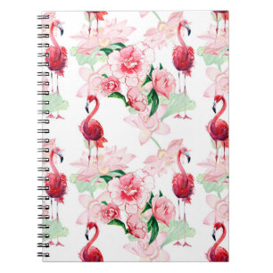 Carnet Motif sans couture avec flamant rose