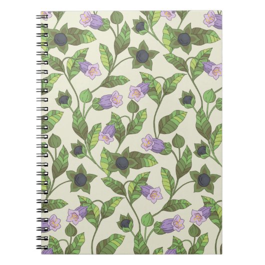 Carnet Motif sans couture avec fleurs de belladonna. Un b (Devant)