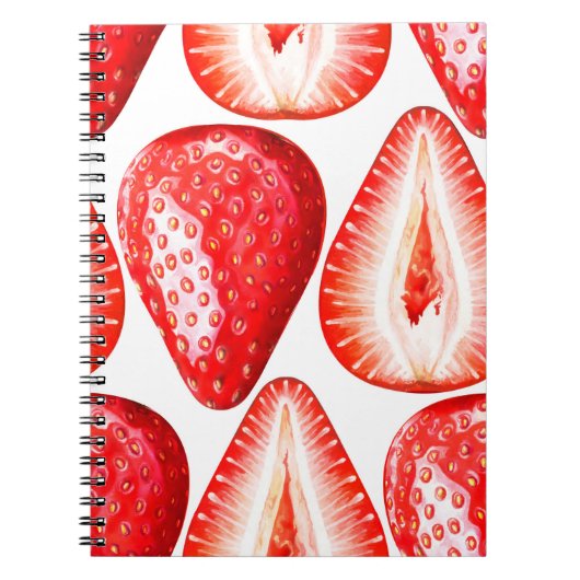 Carnet Motif sans couture avec fraises mûres sur b blanc (Devant)