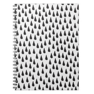 Carnet Motif sans couture avec gouttes de pluie en noir s