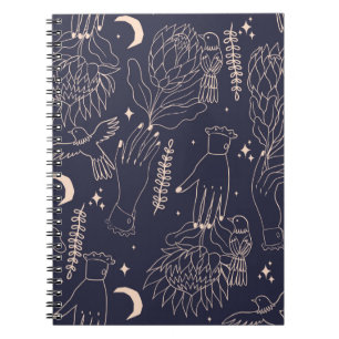 Carnet Motif sans couture avec les contours des mains, fl