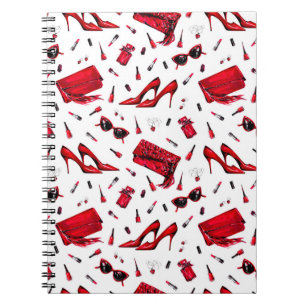Carnet Motif sans couture avec les petites choses en roug