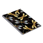 Carnet Motif sans couture avec libellules d'or (Côté Droit)