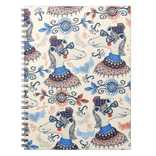 Carnet motif sans couture avec motif horsespattern, anima