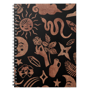 Carnet Motif sans couture avec symboles mystiques et magi