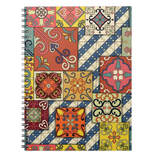 Carnet Motif sans couture avec tuiles portugaises en tala (Devant)