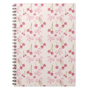 Carnet Motif sans couture Coquette Cerise Rose dessiné à
