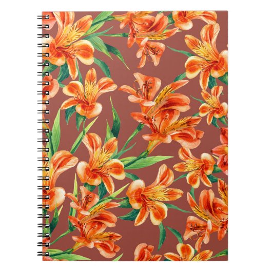 Carnet Motif sans couture d'Alstroemeria peint en eau (Devant)