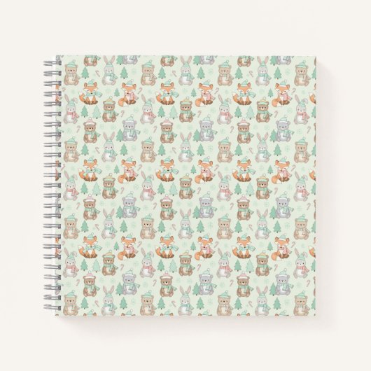 Carnet Motif sans couture d'animaux de Noël mignons (Devant)