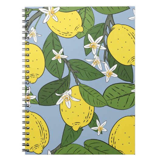 Carnet Motif sans couture de branches avec citrons, vert (Devant)