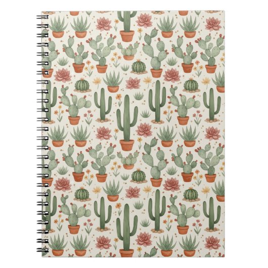 Carnet Motif sans couture de cactus de désert succulent (Devant)