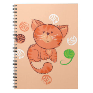 Carnet Motif sans couture de chat jouet rouge pour enfant