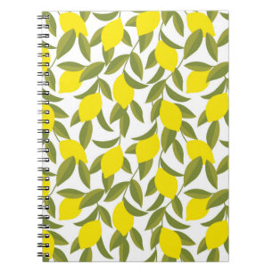 Carnet Motif sans couture de citronnier jaune
