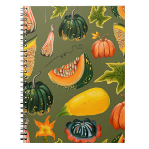 Carnet Motif sans couture de citrouilles et de feuilles s