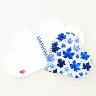 Carnet Motif sans couture de feuilles d'érable bleues - H
