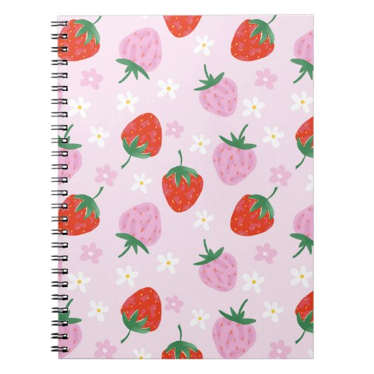Carnet Motif sans couture de fraise d'esthétique dessiné (Devant)