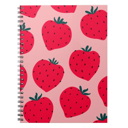 Carnet Motif sans couture de fraise moderne. Big red roun (Devant)
