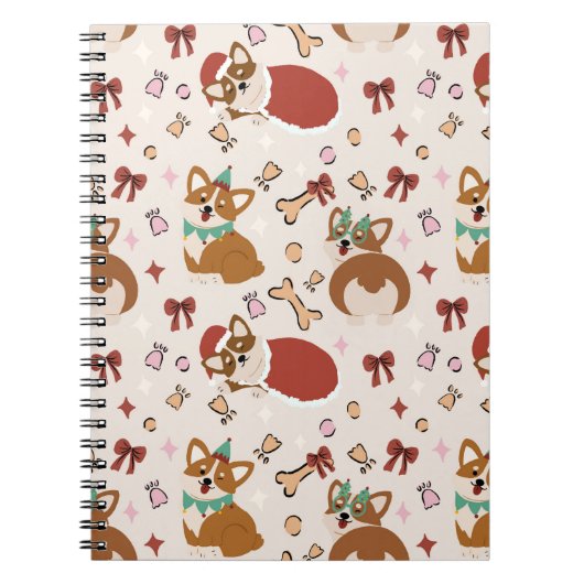 Carnet Motif sans couture de Noël de Corgi mignon (Devant)