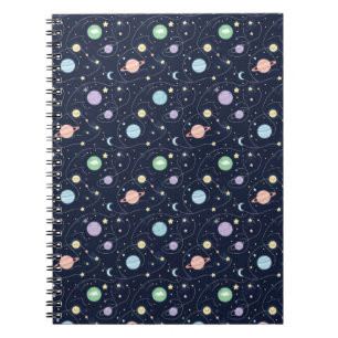 Carnet Motif sans couture de planètes du système solaire