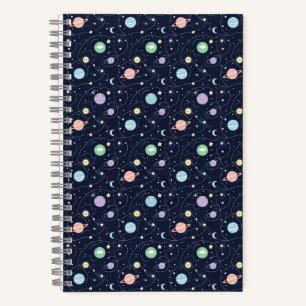 Carnet Motif sans couture de planètes du système solaire