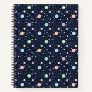 Carnet Motif sans couture de planètes du système solaire