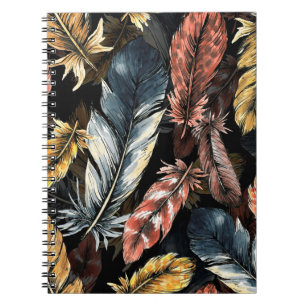 Carnet Motif sans couture de plumes d'oiseaux.