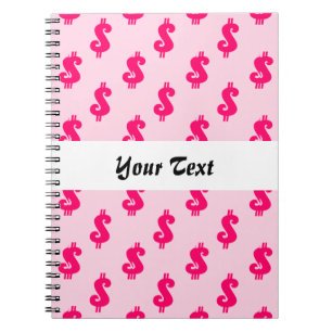Carnet Motif sans couture de signe dollar rose