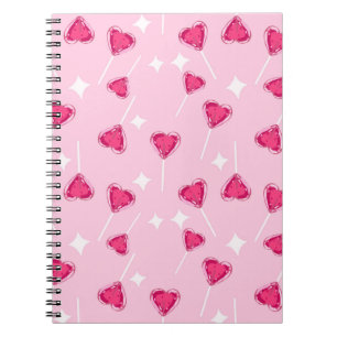 Carnet Motif sans couture de sucette en forme de cœur ros