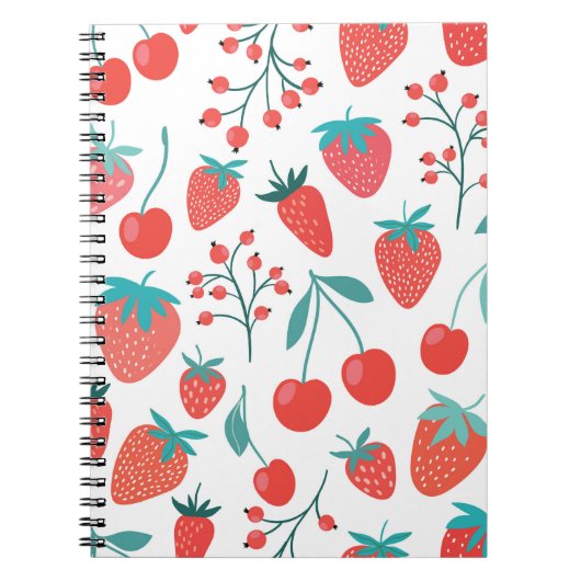 Carnet Motif sans couture décorative avec fruits, fraise (Devant)