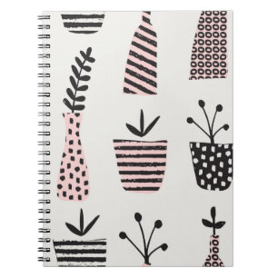 Carnet Motif sans couture dessiné à la main avec plantes