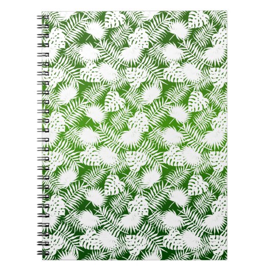 CARNET MOTIF SANS COUTURE FEUILLES VERT BLANC (Devant)