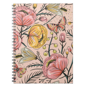 Carnet motif sans couture fleurie avec fleurs vintages et