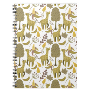 Carnet Motif sans couture Girafe jaune fond blanc