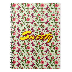 Carnet Motif sans couture personnalisé de cerisier papill