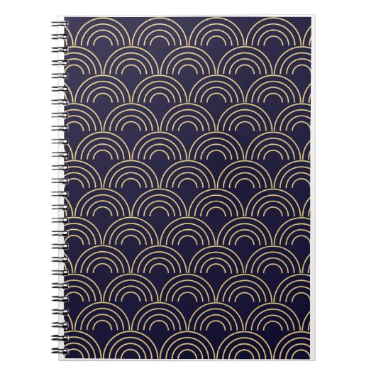 Carnet Motif sans fin d'éventails dorés Art Déco (Devant)