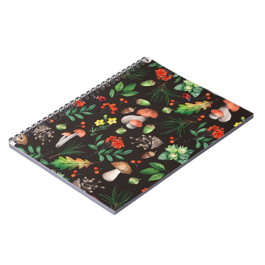 Carnet Motif sans joint avec champignons, noix, feuilles, (Côté gauche)