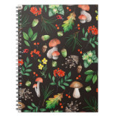 Carnet Motif sans joint avec champignons, noix, feuilles, (Devant)