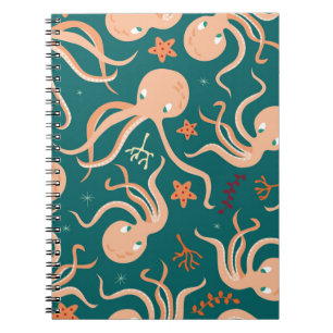 Carnet Motif sans joint avec des animaux sous-marins, cu