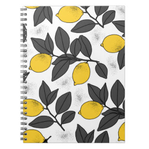 Carnet Motif sans soudure tropicale avec citrons jaunes.