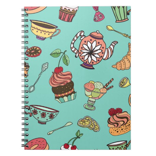 Carnet motif sans soudure vintage avec gâteaux (Devant)