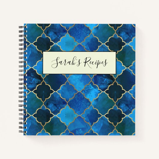 Carnet Motif Sapphire Gemstone & Gold Marocain Carrelage (Devant)