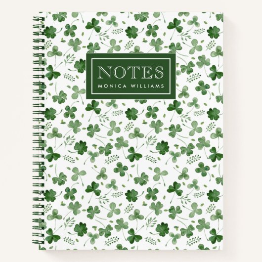 Carnet Motif Shamrock Aquarelle douce (Devant)