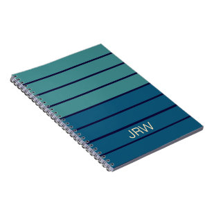 Carnet Motif simple Bleu rayé Modèle Monogramme