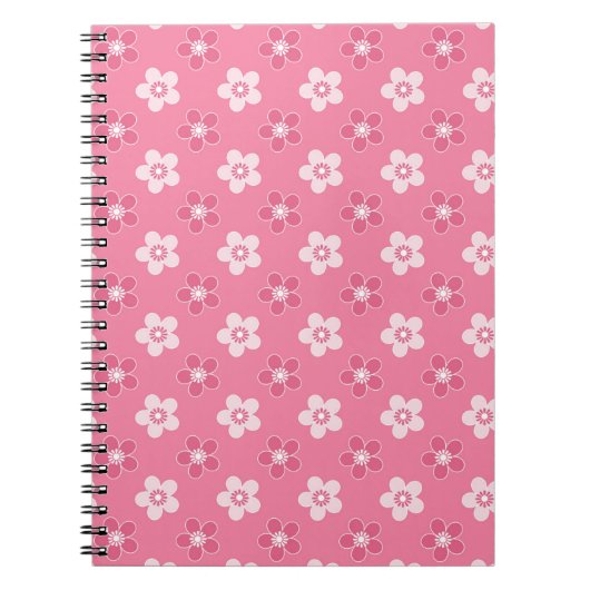 Carnet motif simple floral solide rose rétro petit flux (Devant)