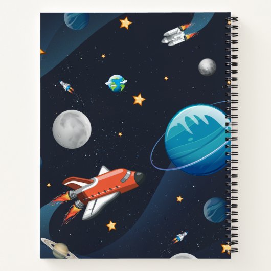 Carnet Motif spatial Galaxy Rocket Stars Navette (Dos)