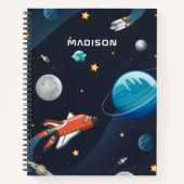 Carnet Motif spatial Galaxy Rocket Stars Navette (Devant)