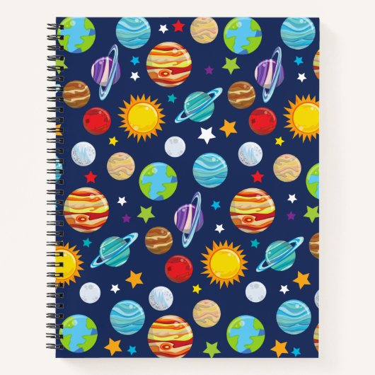 Carnet Motif spatial, Planètes, Étoiles, Cosmos, Galaxie (Devant)