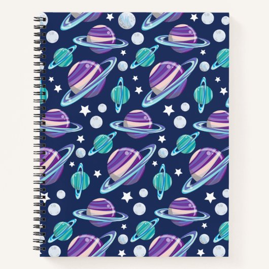 Carnet Motif spatial, Planètes, Étoiles, Galaxie, Cosmos (Devant)