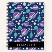 Carnet Motif spatial, Planètes, Étoiles, Galaxie, Votre n (Devant)