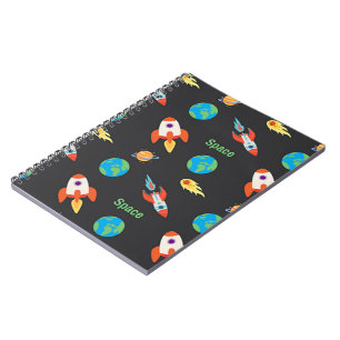 Carnet Motif spatial sur fond noir